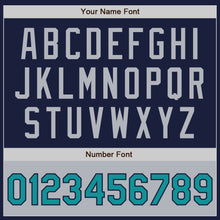 Load image into Gallery viewer, Custom Navy Gray-Teal Bomber Varsity Letterman Two Tone Zipper Jacket