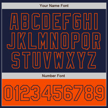 Load image into Gallery viewer, Custom Navy Orange Bomber Varsity Letterman Two Tone Zipper Jacket