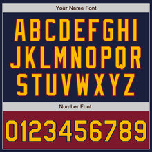 Load image into Gallery viewer, Custom Navy Gold-Crimson Bomber Varsity Letterman Two Tone Zipper Jacket