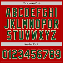 Load image into Gallery viewer, Custom Red Green-Cream Bomber Varsity Letterman Zipper Jacket