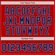 Load image into Gallery viewer, Custom Red Navy-Light Blue Bomber Varsity Letterman Zipper Jacket