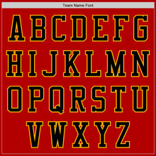 Load image into Gallery viewer, Custom Red Black-Gold Bomber Varsity Letterman Two Tone Zipper Jacket