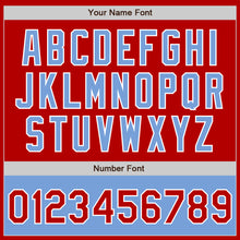 Load image into Gallery viewer, Custom Red Light Blue-White Bomber Varsity Letterman Two Tone Zipper Jacket