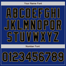 Load image into Gallery viewer, Custom Royal Black-Old Gold Bomber Varsity Letterman Zipper Jacket