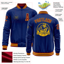Load image into Gallery viewer, Custom Royal Crimson-Gold Bomber Varsity Letterman Zipper Jacket