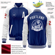 Load image into Gallery viewer, Custom Royal White-Red Bomber Varsity Letterman Two Tone Zipper Jacket