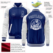 Load image into Gallery viewer, Custom Royal White Bomber Varsity Letterman Two Tone Zipper Jacket