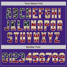 Load image into Gallery viewer, Custom Purple Vintage USA Flag Cream-Black Bomber Varsity Letterman Zipper Jacket