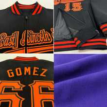 Load image into Gallery viewer, Custom Purple Pink-Kelly Green Bomber Varsity Letterman Zipper Jacket