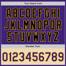 Load image into Gallery viewer, Custom Purple Black Gold-Cream Bomber Varsity Letterman Two Tone Zipper Jacket