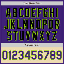 Load image into Gallery viewer, Custom Purple Black Neon Green-Cream Bomber Varsity Letterman Two Tone Zipper Jacket