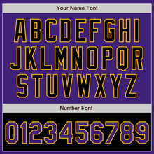 Load image into Gallery viewer, Custom Purple Black-Gold Bomber Varsity Letterman Two Tone Zipper Jacket