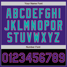 Load image into Gallery viewer, Custom Purple Aqua Pink-Black Bomber Varsity Letterman Two Tone Zipper Jacket