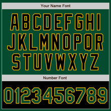 Load image into Gallery viewer, Custom Kelly Green Black-Gold Bomber Varsity Letterman Two Tone Zipper Jacket