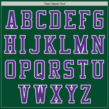 Load image into Gallery viewer, Custom Kelly Green Purple-White Bomber Varsity Letterman Two Tone Zipper Jacket