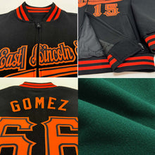 Load image into Gallery viewer, Custom Green Red-White Bomber Varsity Letterman Zipper Jacket