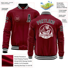 Load image into Gallery viewer, Custom Crimson Black-White Bomber Varsity Letterman Zipper Jacket