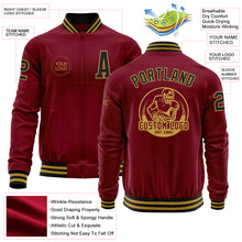 Load image into Gallery viewer, Custom Crimson Black-Old Gold Bomber Varsity Letterman Zipper Jacket