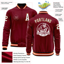 Load image into Gallery viewer, Custom Crimson Black-Orange Bomber Varsity Letterman Zipper Jacket