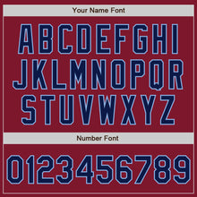 Load image into Gallery viewer, Custom Crimson Navy-Light Blue Bomber Varsity Letterman Zipper Jacket