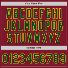 Load image into Gallery viewer, Custom Crimson Green-Gold Bomber Varsity Letterman Zipper Jacket