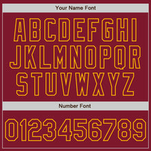 Load image into Gallery viewer, Custom Crimson Gold Bomber Varsity Letterman Zipper Jacket