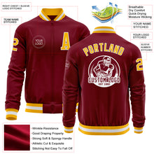 Load image into Gallery viewer, Custom Crimson Gold-White Bomber Varsity Letterman Zipper Jacket