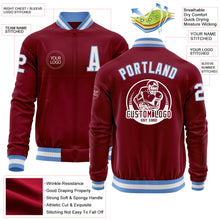 Load image into Gallery viewer, Custom Crimson White-Light Blue Bomber Varsity Letterman Zipper Jacket