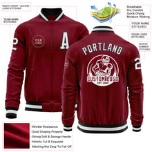 Load image into Gallery viewer, Custom Crimson White-Black Bomber Varsity Letterman Zipper Jacket