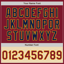 Load image into Gallery viewer, Custom Crimson Navy Gold-Cream Bomber Varsity Letterman Two Tone Zipper Jacket