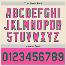 Load image into Gallery viewer, Custom Cream Kelly Green-Pink Bomber Varsity Letterman Two Tone Zipper Jacket