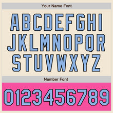 Load image into Gallery viewer, Custom Cream Light Blue Black-Pink Bomber Varsity Letterman Two Tone Zipper Jacket