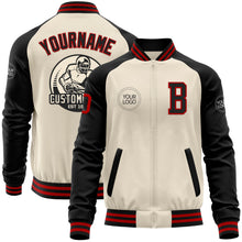 Load image into Gallery viewer, Custom Cream Red-Black Bomber Varsity Letterman Two Tone Zipper Jacket
