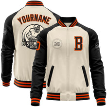 Load image into Gallery viewer, Custom Cream Orange-Black Bomber Varsity Letterman Two Tone Zipper Jacket