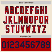 Load image into Gallery viewer, Custom Cream Navy Red-White Bomber Varsity Letterman Two Tone Zipper Jacket