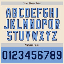 Load image into Gallery viewer, Custom Cream Navy-Light Blue Bomber Varsity Letterman Two Tone Zipper Jacket