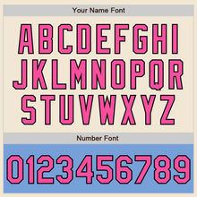 Load image into Gallery viewer, Custom Cream Pink Black-Light Blue Bomber Varsity Letterman Two Tone Zipper Jacket