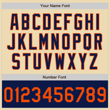 Load image into Gallery viewer, Custom Cream Orange-Navy Bomber Varsity Letterman Two Tone Zipper Jacket