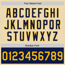 Load image into Gallery viewer, Custom Cream Gold-Navy Bomber Varsity Letterman Two Tone Zipper Jacket