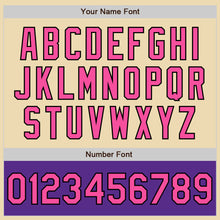 Load image into Gallery viewer, Custom Cream Pink Black-Purple Bomber Varsity Letterman Two Tone Zipper Jacket