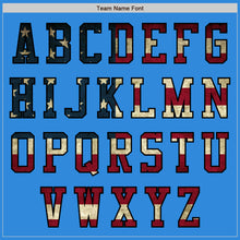 Load image into Gallery viewer, Custom Powder Blue Vintage USA Flag Black-Cream Bomber Varsity Letterman Zipper Jacket