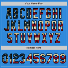 Load image into Gallery viewer, Custom Powder Blue Vintage USA Flag Black-Cream Bomber Varsity Letterman Zipper Jacket