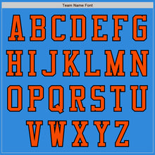 Load image into Gallery viewer, Custom Powder Blue Orange-Black Bomber Varsity Letterman Zipper Jacket