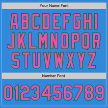 Load image into Gallery viewer, Custom Powder Blue Pink-Kelly Green Bomber Varsity Letterman Zipper Jacket