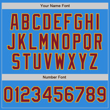 Load image into Gallery viewer, Custom Powder Blue Crimson-Gold Bomber Varsity Letterman Zipper Jacket