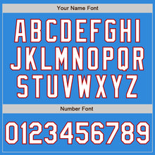 Load image into Gallery viewer, Custom Powder Blue White-Red Bomber Varsity Letterman Zipper Jacket