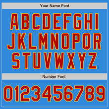 Load image into Gallery viewer, Custom Powder Blue Red-Gold Bomber Varsity Letterman Zipper Jacket