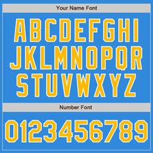 Load image into Gallery viewer, Custom Powder Blue Gold-White Bomber Varsity Letterman Zipper Jacket