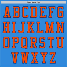 Load image into Gallery viewer, Custom Powder Blue Orange-Royal Bomber Varsity Letterman Zipper Jacket