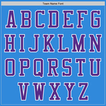 Load image into Gallery viewer, Custom Powder Blue Purple-White Bomber Varsity Letterman Zipper Jacket